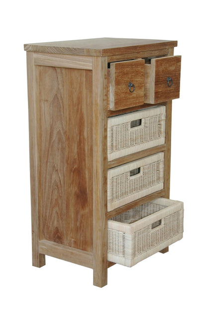 Anderson Teak Safari Occasional Storage Table with Drawer and Rattan Baskets — product image 2 of 7
