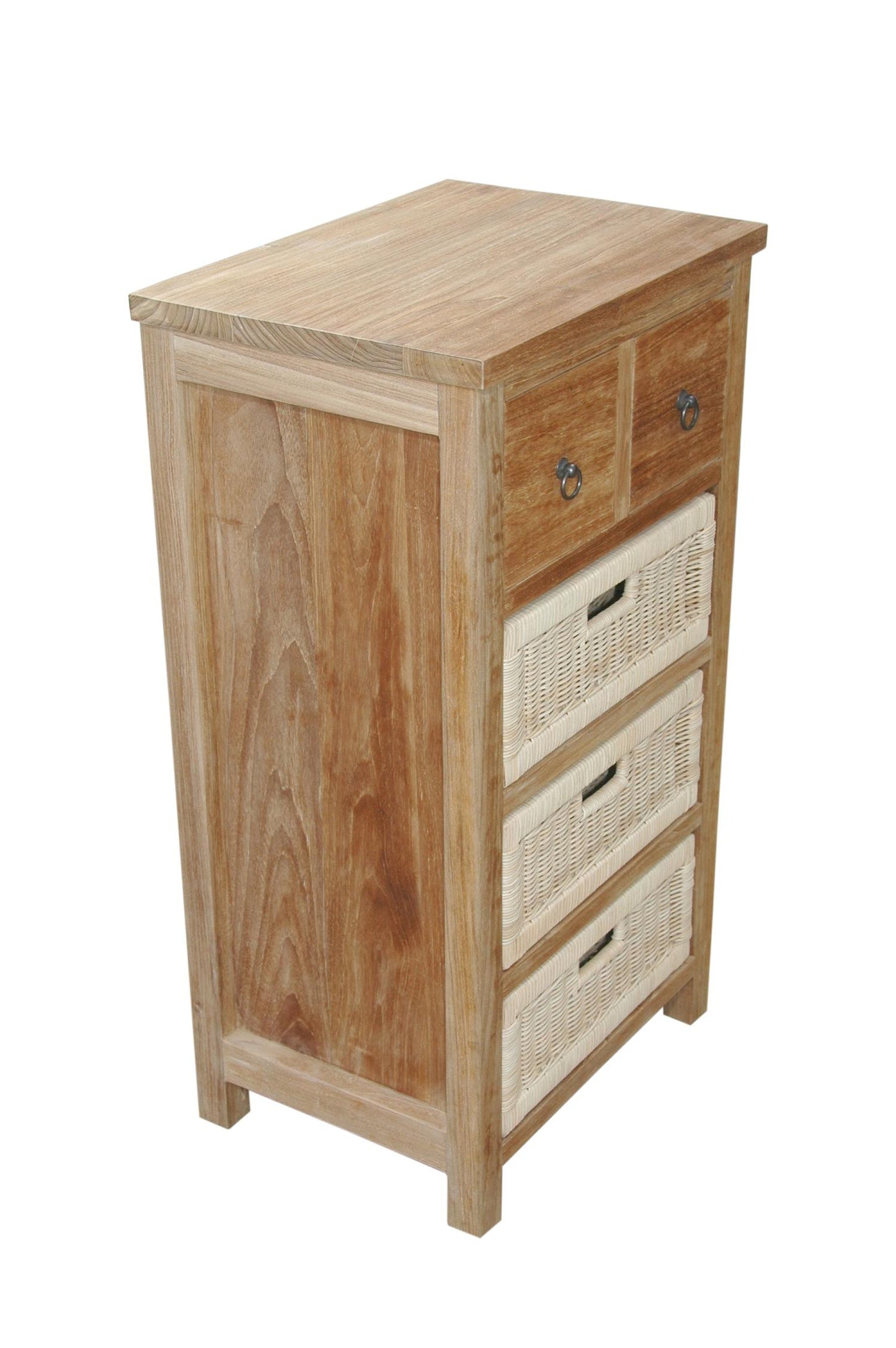 Anderson Teak Safari Occasional Storage Table with Drawer and Rattan Baskets — product image 3 of 7