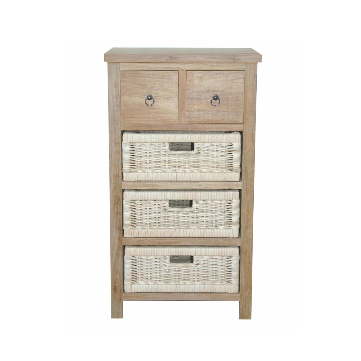 Anderson Teak Safari Occasional Storage Table with Drawer and Rattan Baskets — product image 4 of 7