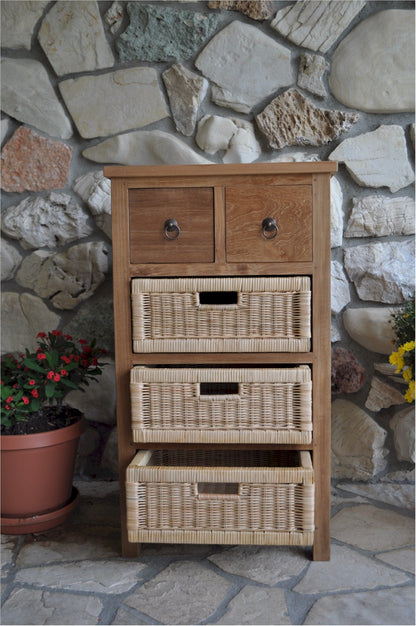 Anderson Teak Safari Occasional Storage Table with Drawer and Rattan Baskets — product image 5 of 7