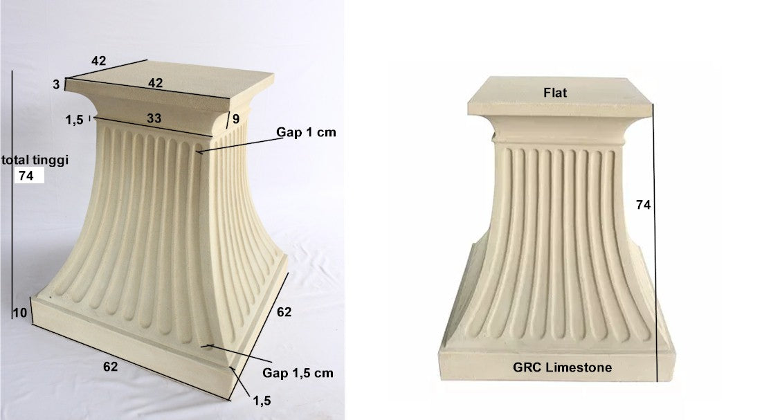 Anderson Teak Fluted Pedestal in Cast Limestone — product image 2 of 2