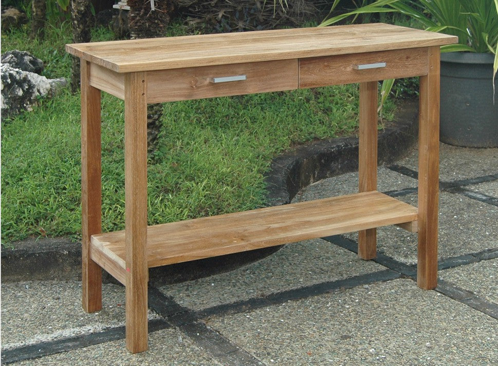 Anderson Teak Atlanta Rectangular Serving Table with 2 Drawers and 1 Shelf — product image 3 of 4