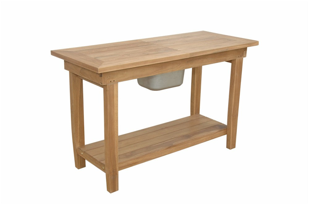 Anderson Teak Nautilus Console Table with Stainless Steel Container — product image 1 of 4