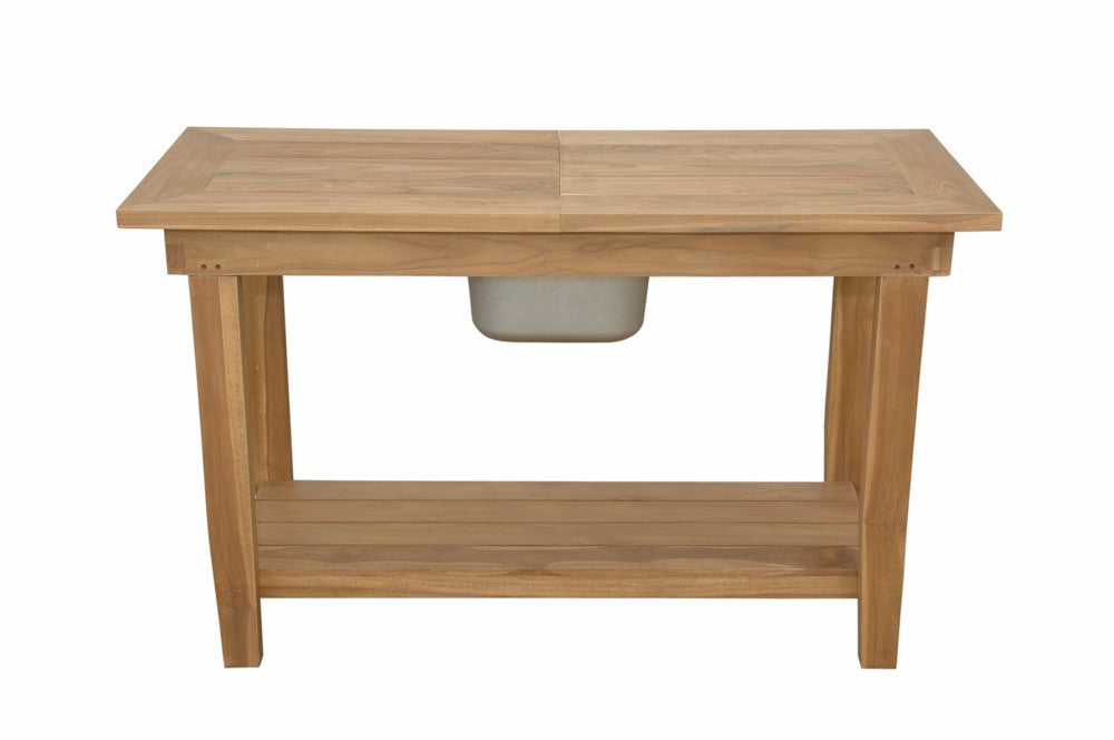 Anderson Teak Nautilus Console Table with Stainless Steel Container — product image 2 of 4