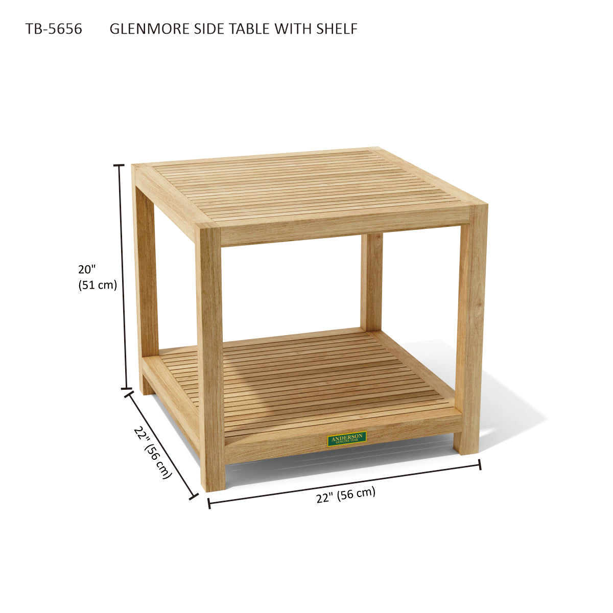 Anderson Teak Glenmore 22 in Side Table with 1-Tier — product image 3 of 3