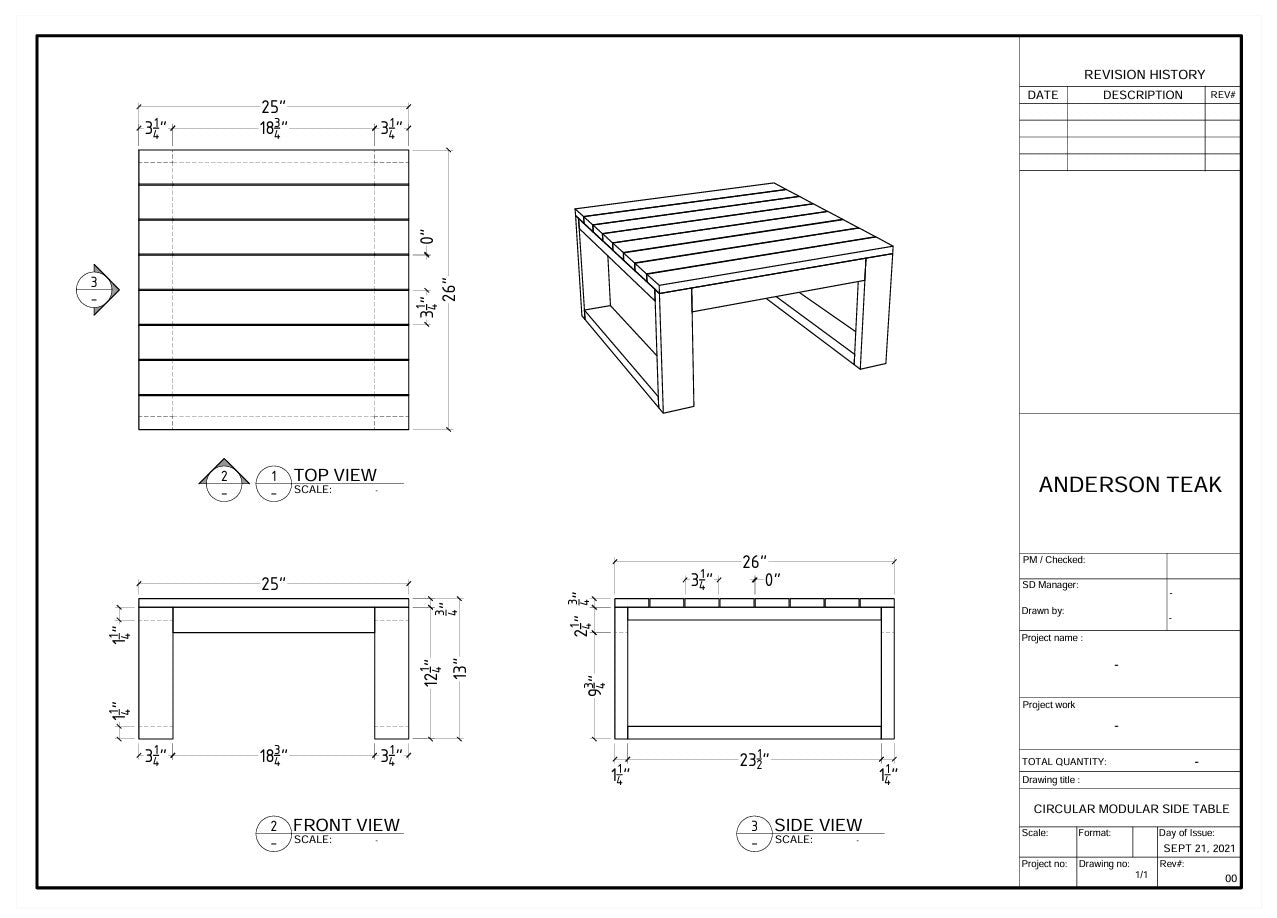 Anderson Teak Straight Side Table TB-808S — product image 3 of 3