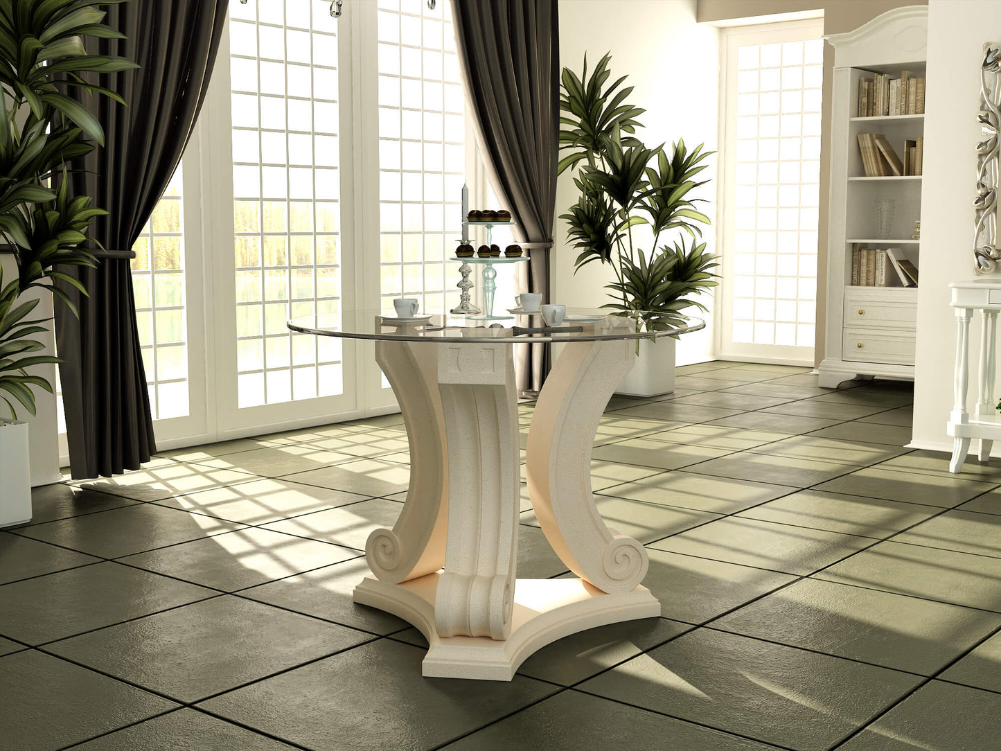 Anderson Teak Regency Cast Limestone and Glass Entry Hallway Table 42 Inch — product image 5 of 7