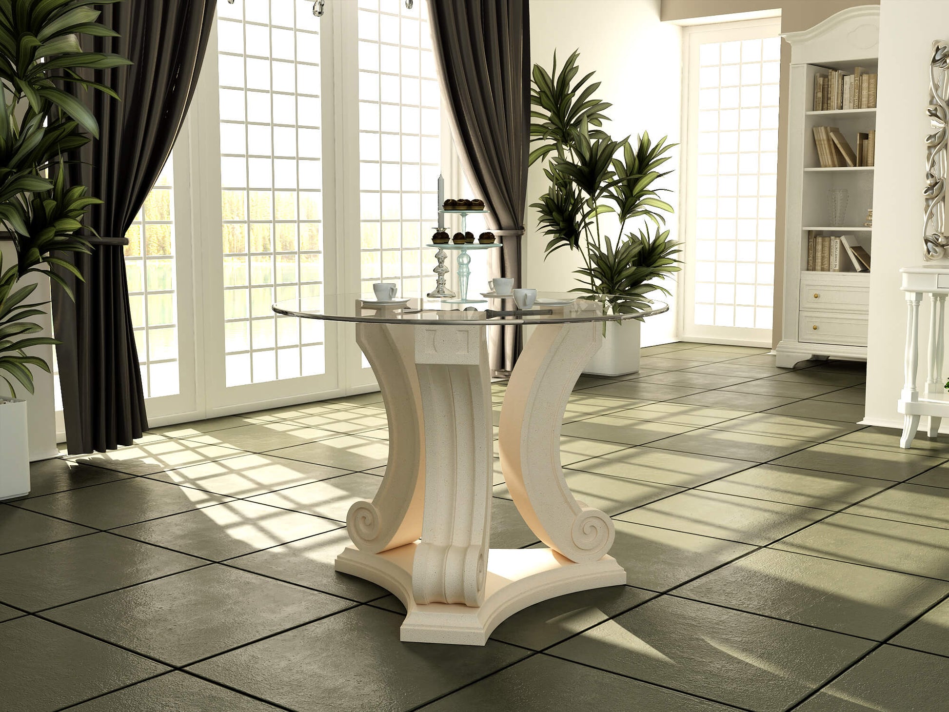 Anderson Teak Regency Cast Limestone and Glass Entry Hallway Table 42 Inch — product image 5 of 7