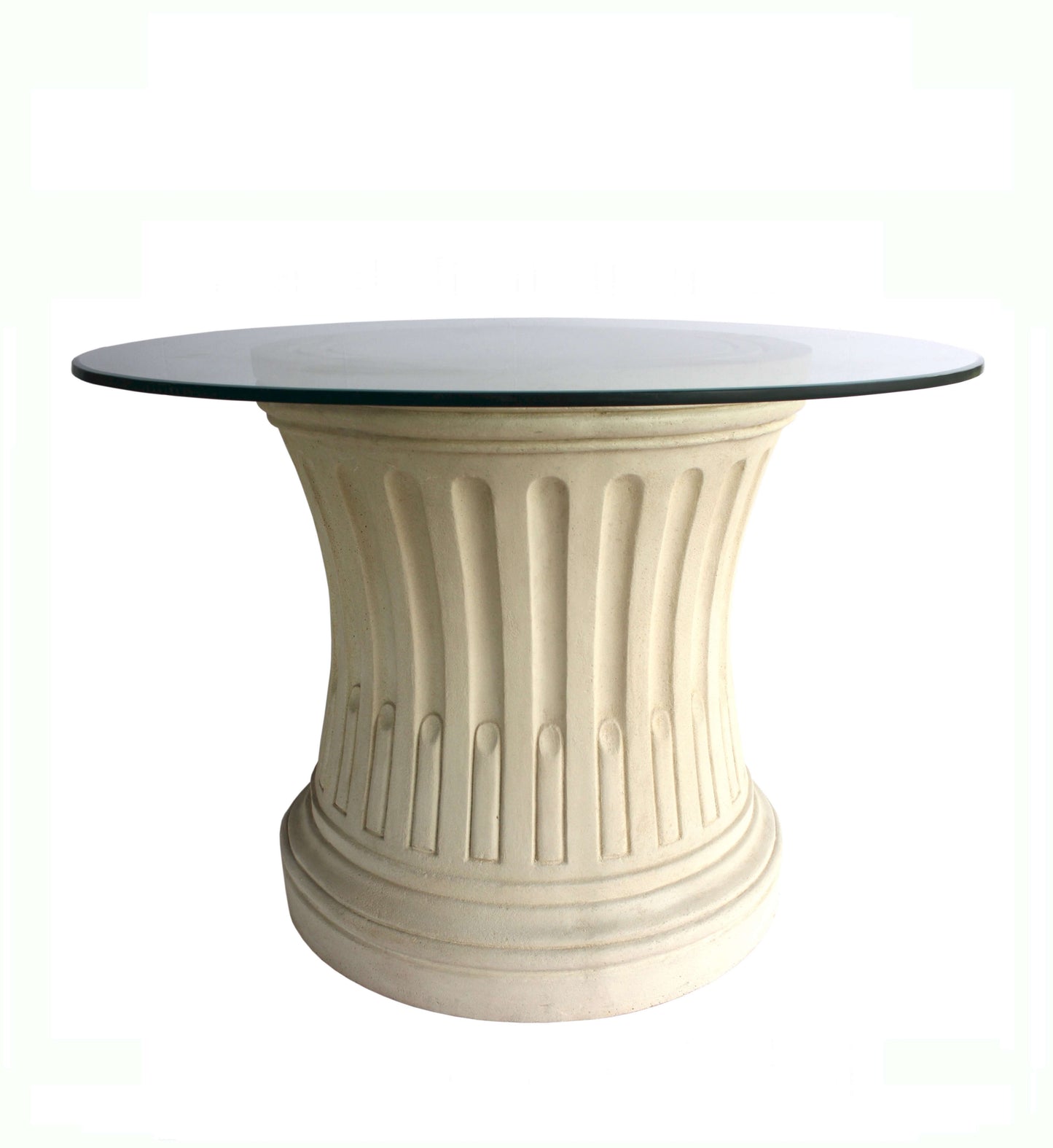 Anderson Teak Louis XVI Fluted Table 42 Inch Round Cast Limestone and Glass — product image 1 of 1
