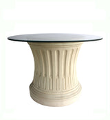 Anderson Teak Louis XVI Fluted Table 42 Inch Round Cast Limestone and Glass