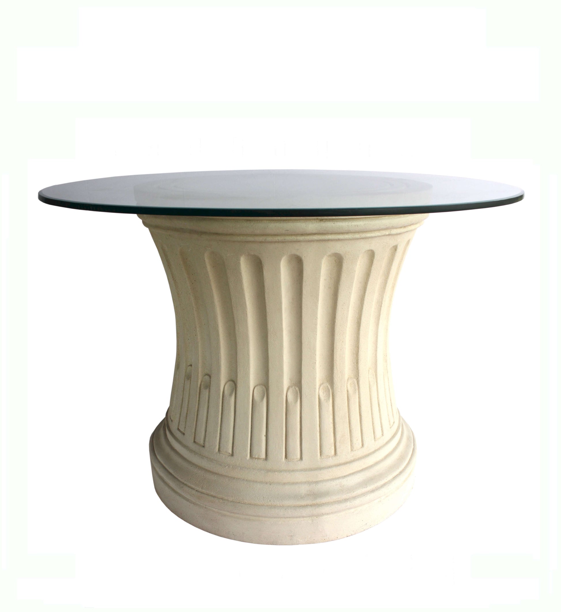 Anderson Teak Louis XVI Fluted Table 42 Inch Round Cast Limestone and Glass — product image 1 of 1