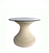 Anderson Teak Fairbank Round Table 36 Inch Cast Limestone and Glass
