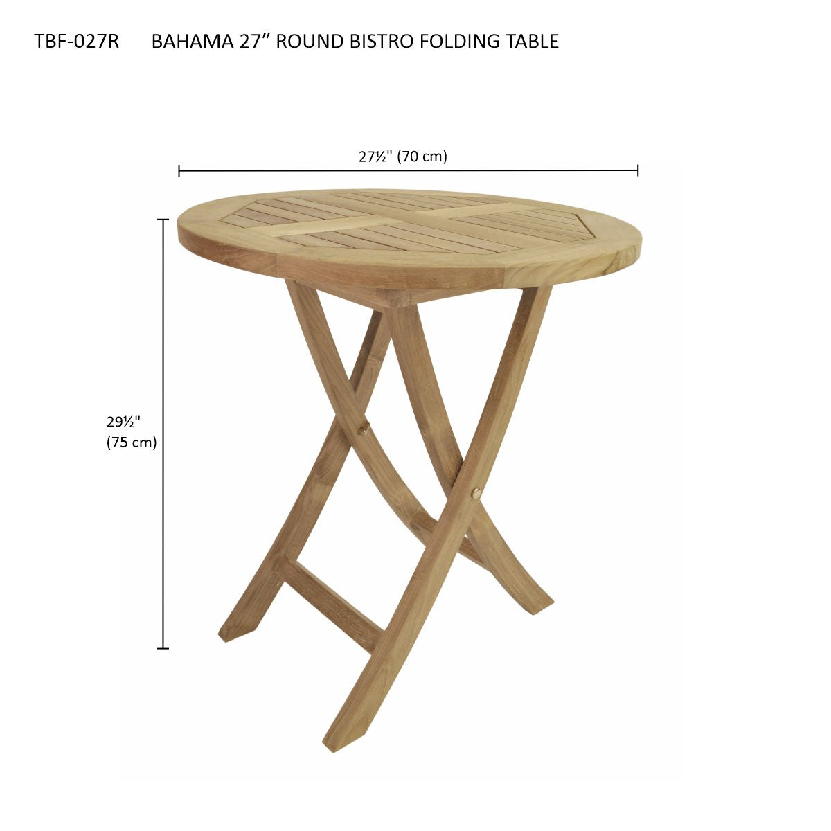 Anderson Teak Bahama 27 inch Round Bistro Folding Table — product image 5 of 5
