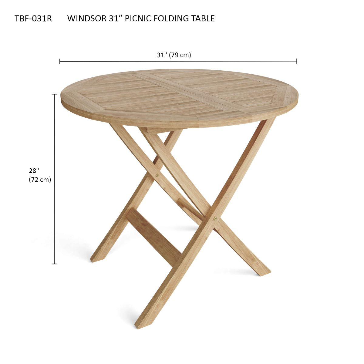Anderson Teak Windsor 31-Inch Round Picnic Folding Table — product image 4 of 4