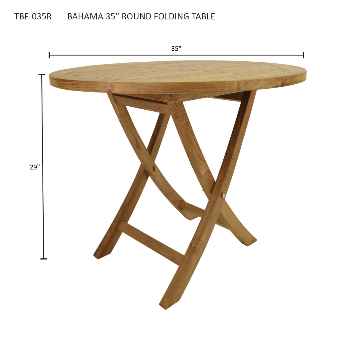 Anderson Teak Bahama 35-Inch Round Bistro Folding Table — product image 3 of 3
