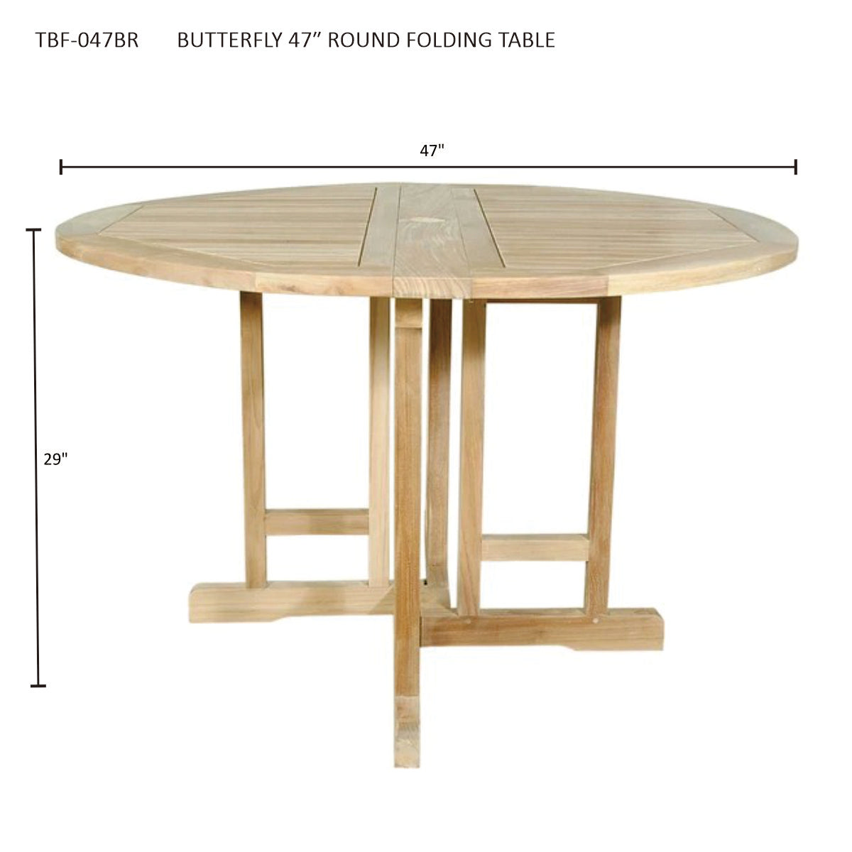 Anderson Teak Butterfly 47-Inch Round Folding Table — product image 5 of 5