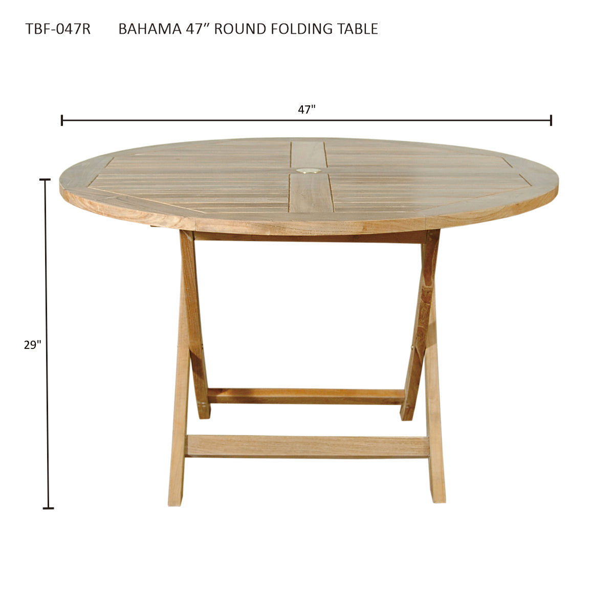 Anderson Teak Bahama 47 Inch Round Folding Teak Dining Table — product image 3 of 3