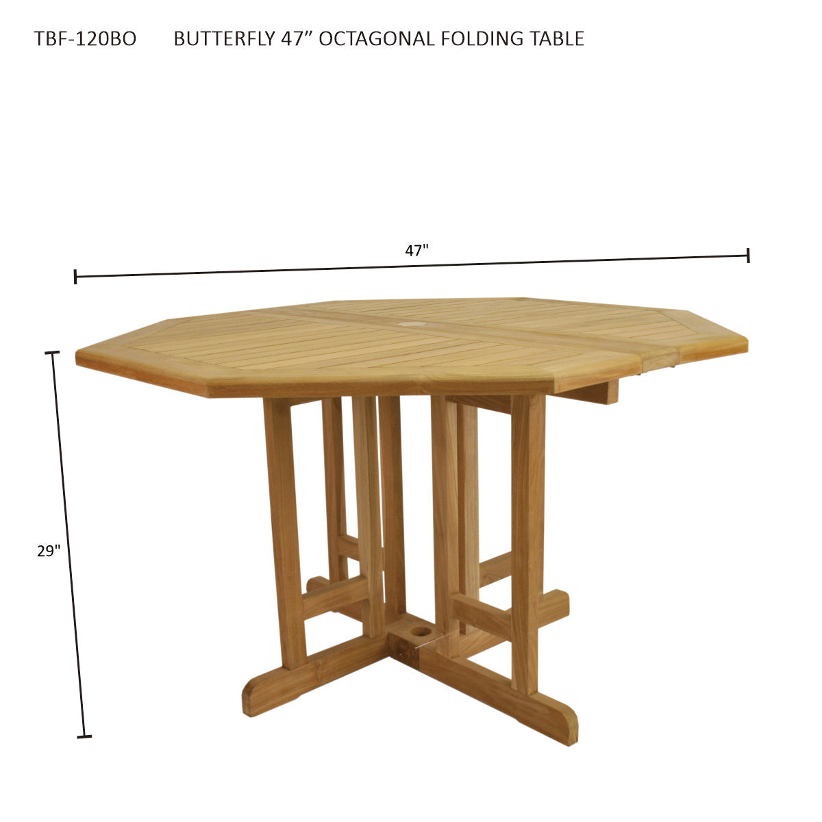 Anderson Teak Butterfly 47 in Octagonal Folding Dining Table — product image 7 of 7