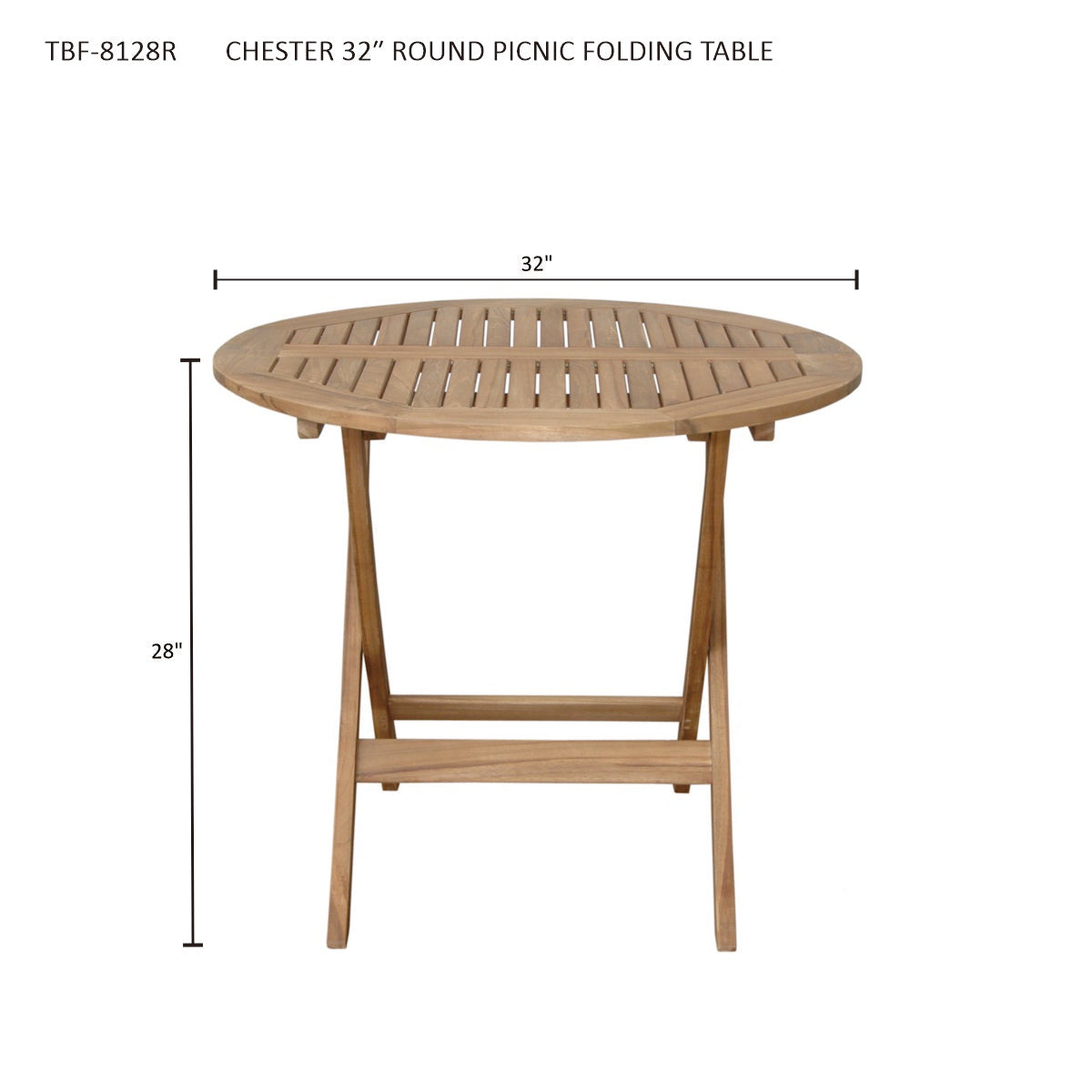 Anderson Teak Chester 32 in Round Folding Picnic Table — product image 6 of 6