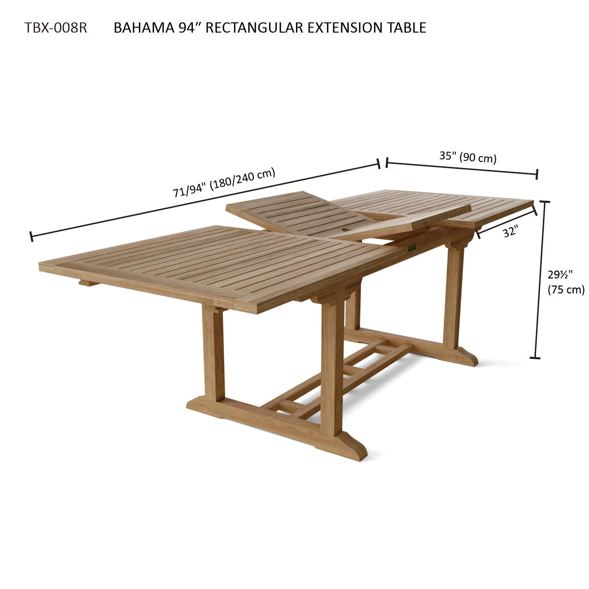 Anderson Teak Bahama 8-Foot Rectangular Extension Table — product image 6 of 6