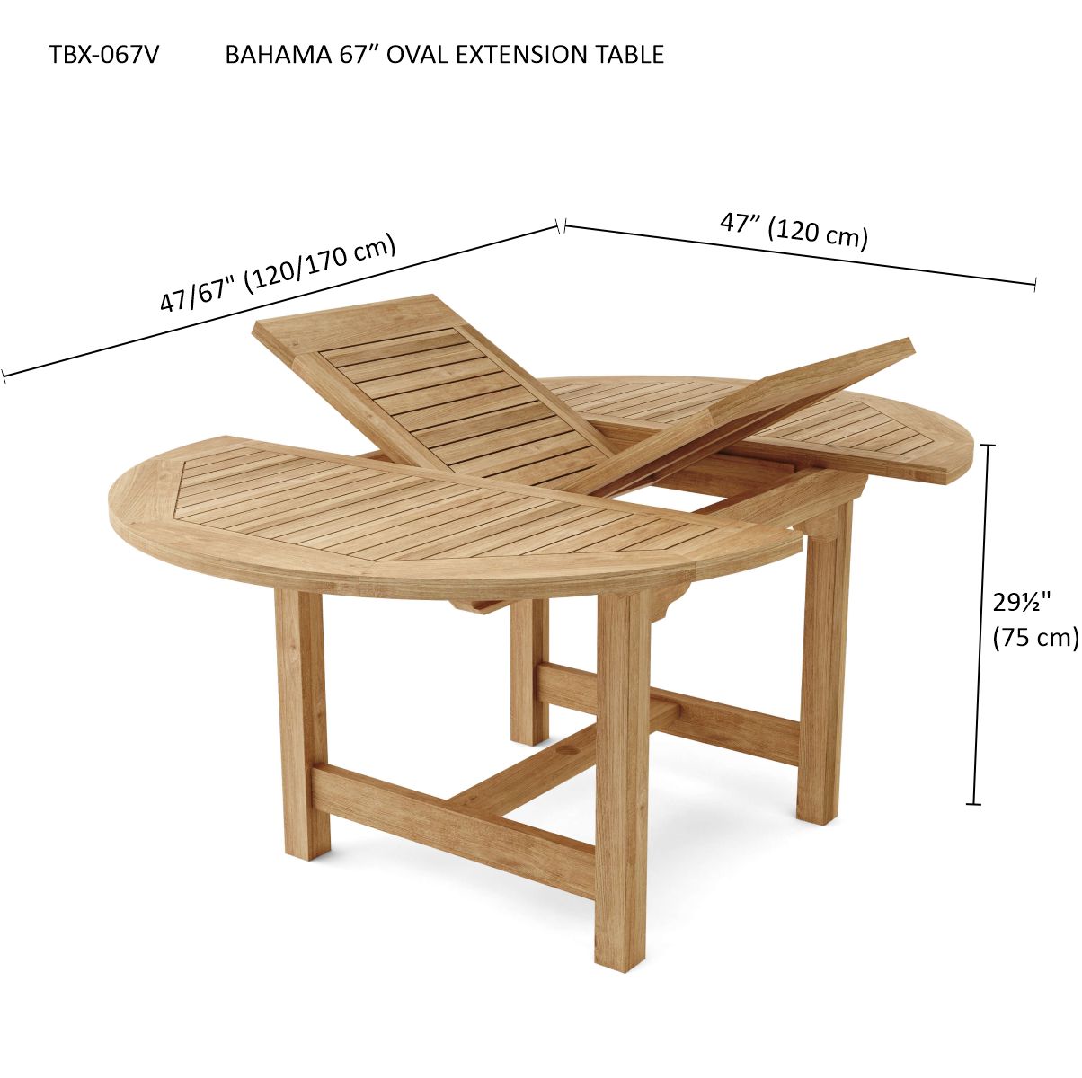 Anderson Teak Bahama 67 in Oval Extension Table — product image 5 of 5