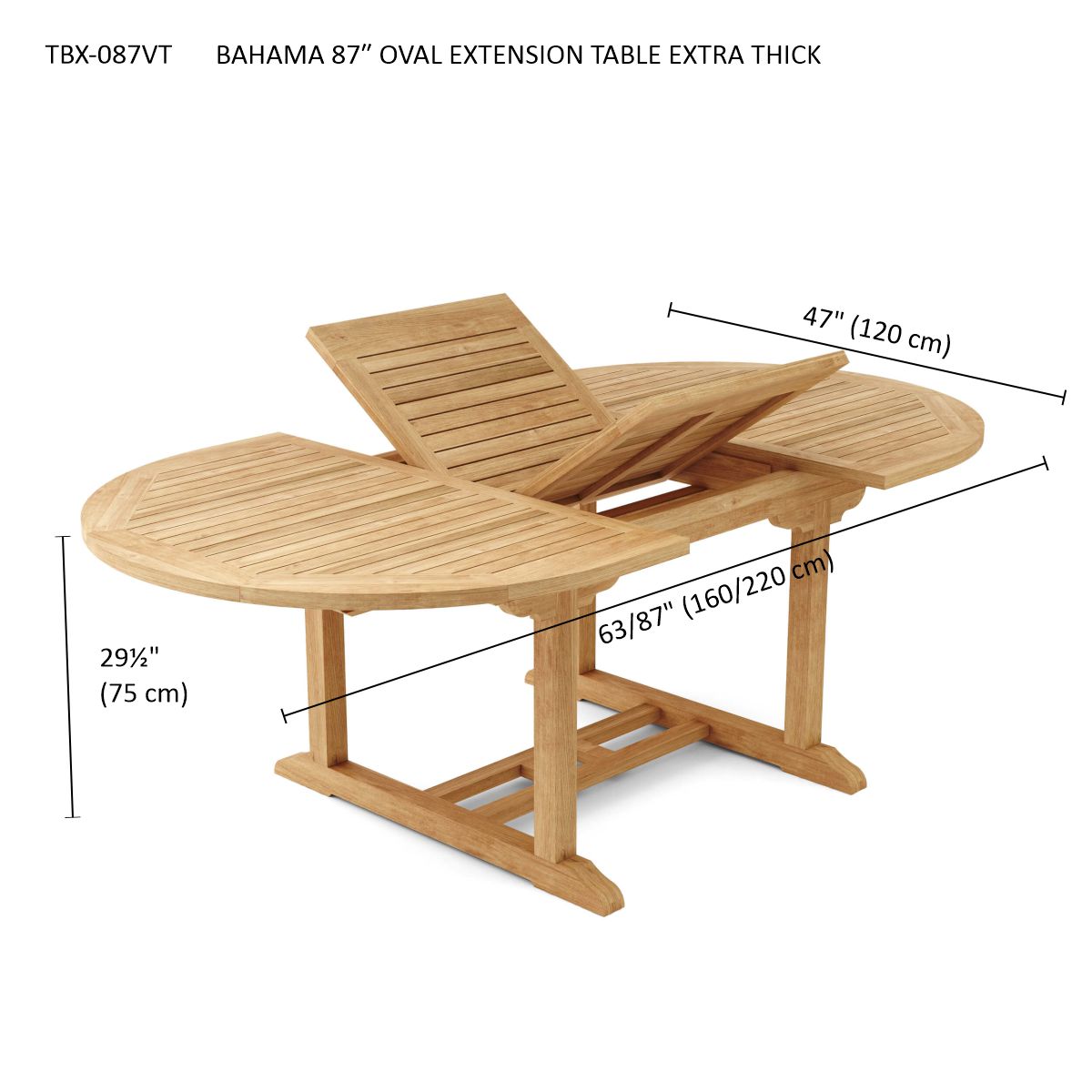 Anderson Teak Bahama 87 in Oval Extension Table — product image 4 of 4