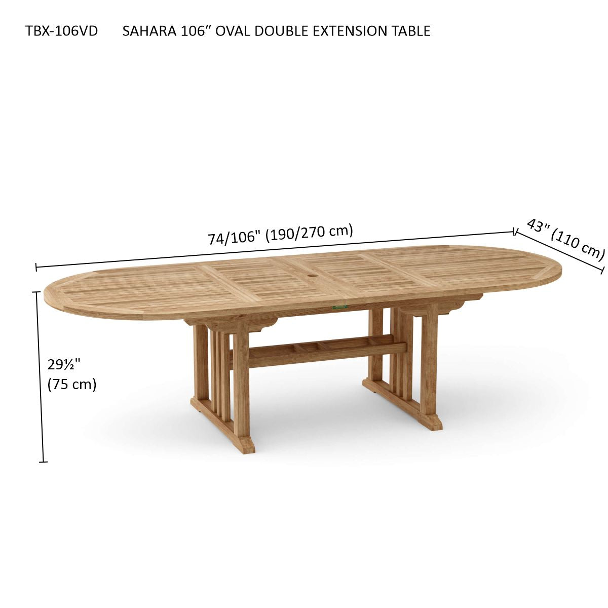 Anderson Teak Sahara 106 in Oval Double Extension Table — product image 5 of 5