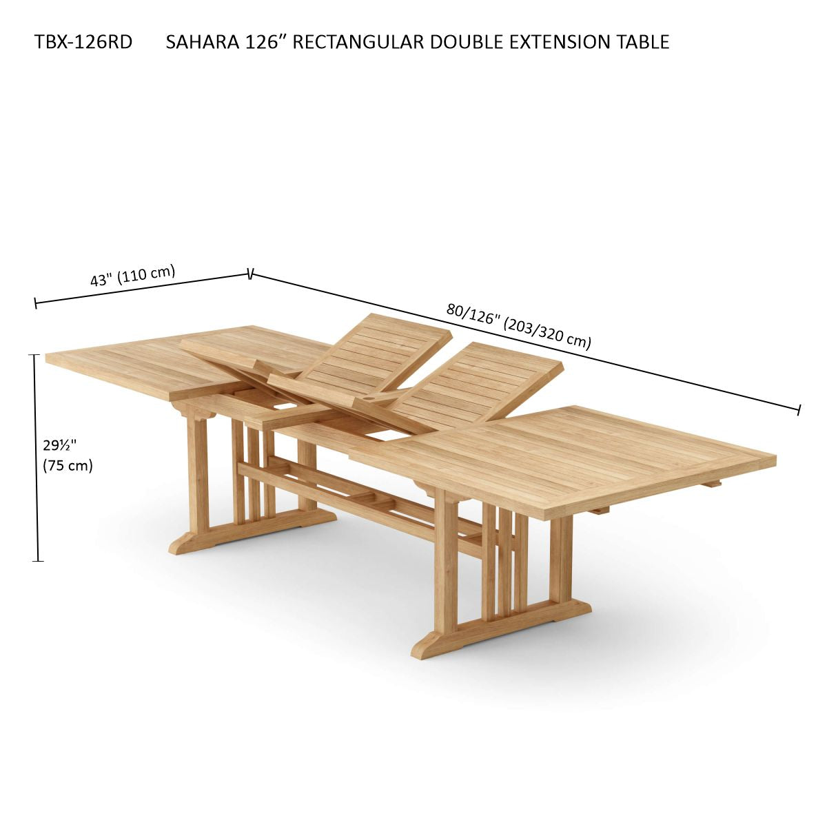 Anderson Teak Sahara 126 in Rectangular Double Extension Table — product image 5 of 5