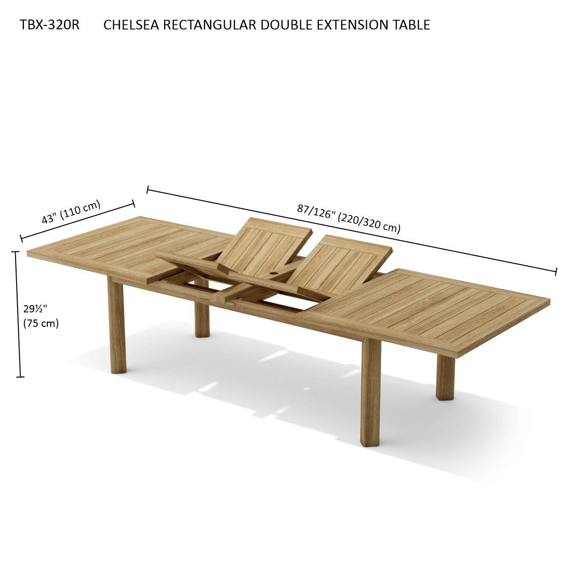 Anderson Teak Chelsea Rectangular Double Extension Table — product image 5 of 5