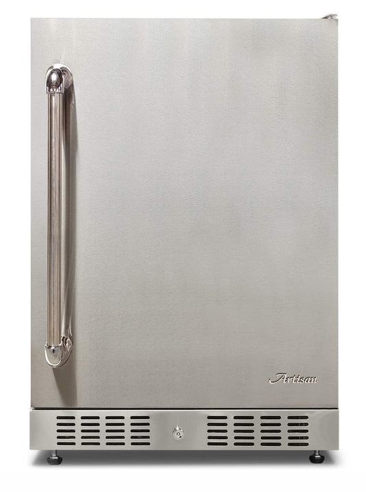 Artisan 24" outdoor refrigerator ART-BC24, front view, shown with optional handle kit