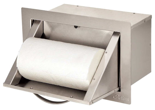Artisan Professional 17" paper towel holder ARTP-TH-17 with door open, roll not included