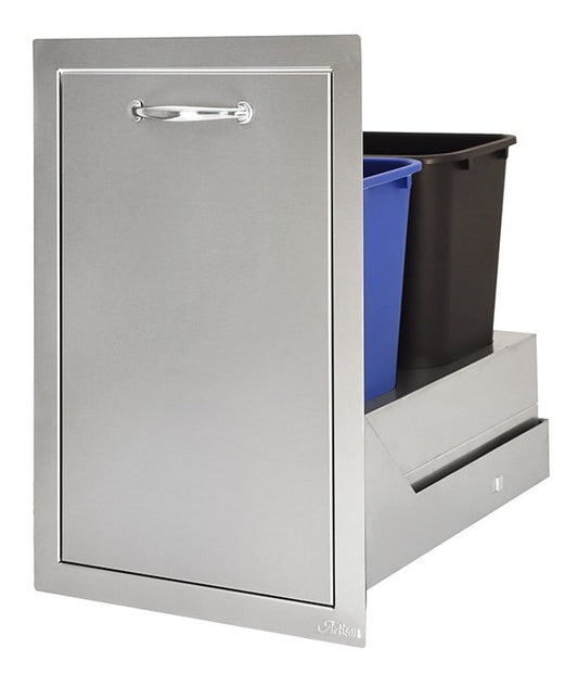 Artisan Professional 20" double trash center ARTP-TC2-20SC pulled open, cans not included