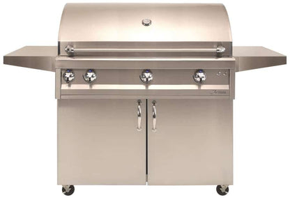 Artisan Professional 42" cart gas grill, freestanding view on stainless steel cart