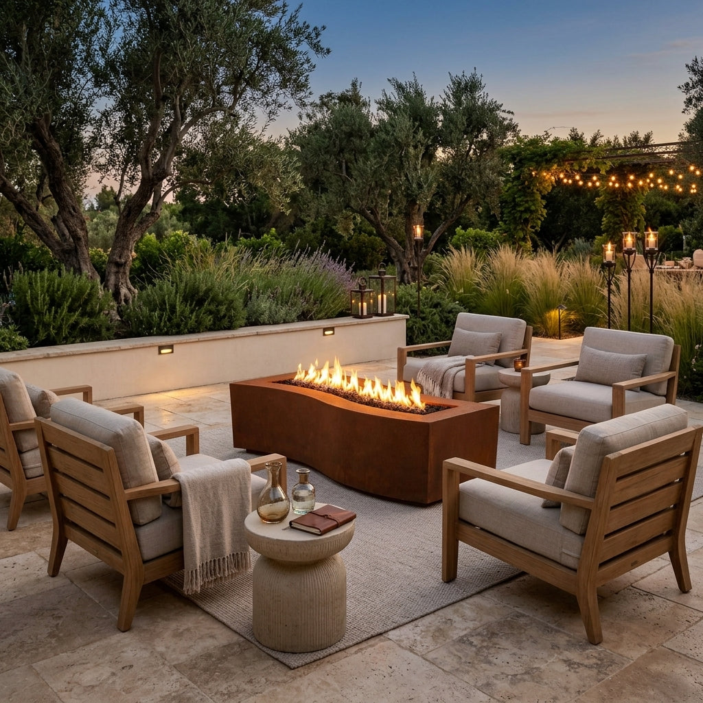 Billow Fire Pit - Corten Steel - 60" – lifestyle | Lifestyle