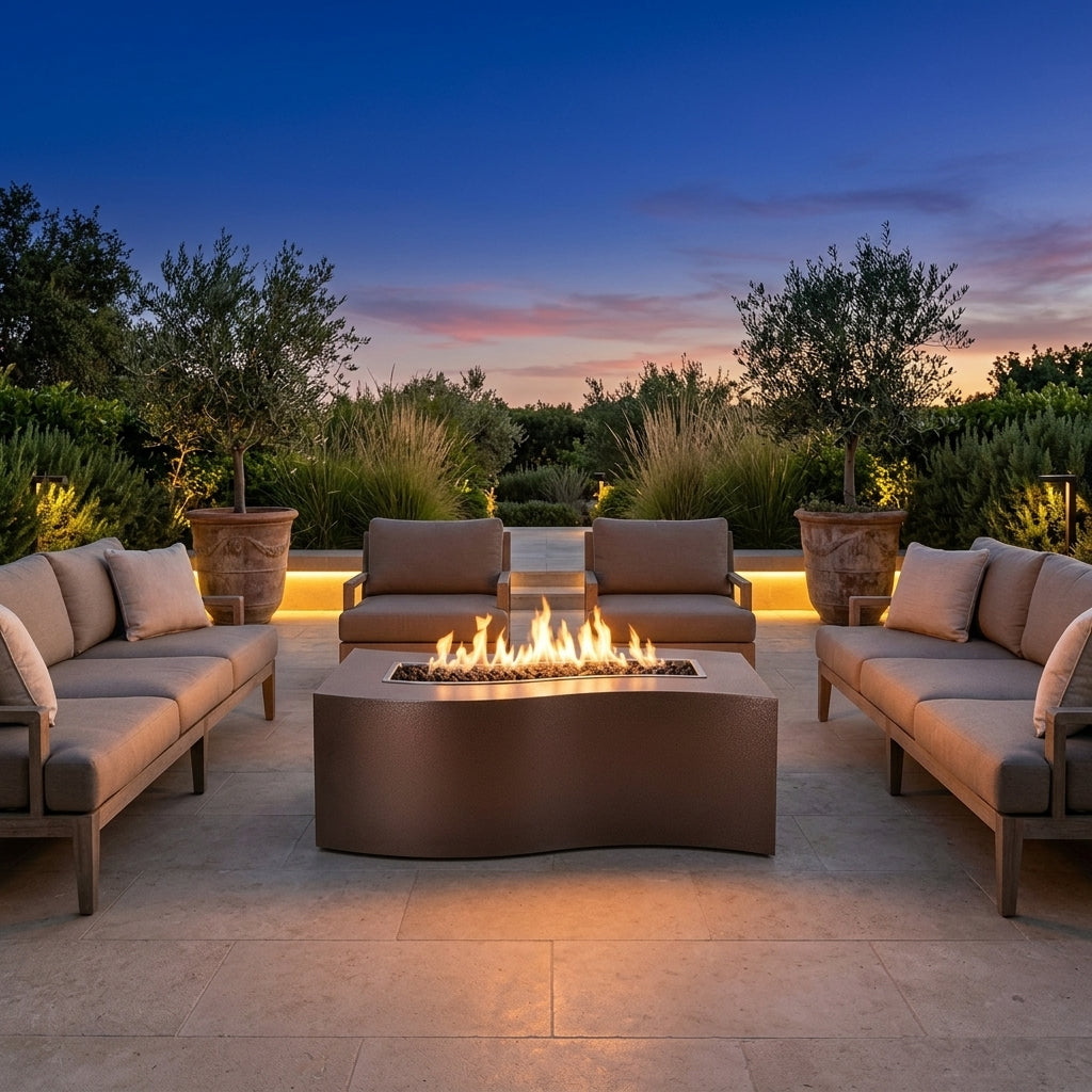 Billow Fire Pit - Hammered Copper - 72" – lifestyle | Lifestyle