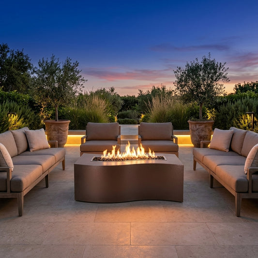 Billow Fire Pit - Hammered Copper - 72" – lifestyle | Lifestyle