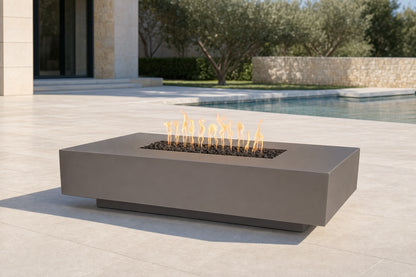 Cabo Linear Fire Pit - GFRC Concrete - 66" - Chestnut Lifestyle