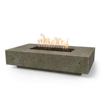 Cabo Linear Fire Pit - GFRC Concrete in Rustic Moss Stone finish – digital rendering, The Outdoor Plus