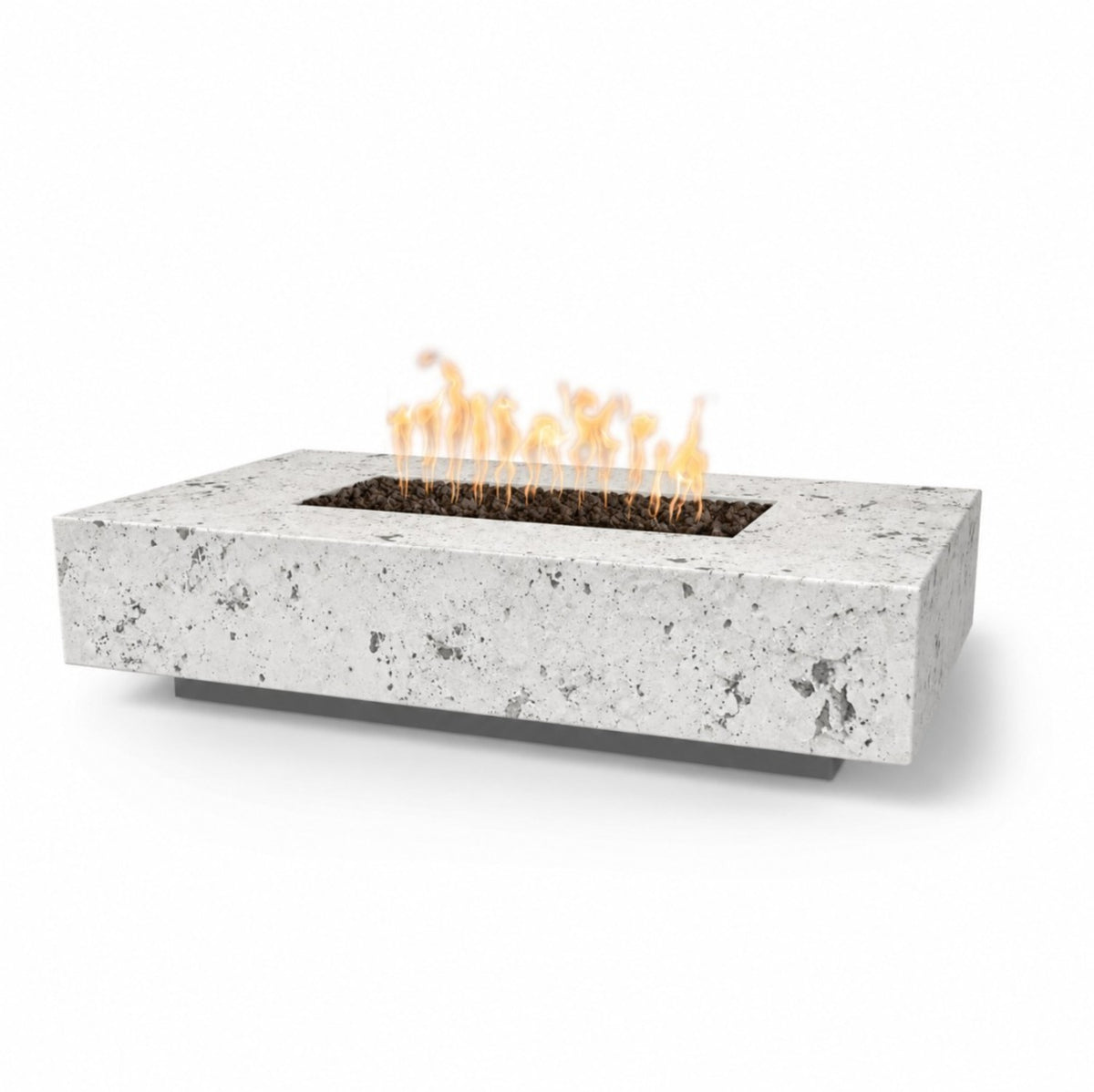 Cabo Linear Fire Pit - GFRC Concrete in Rustic White finish – digital rendering, The Outdoor Plus
