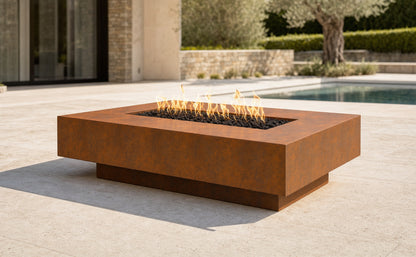 Cabo Linear Fire Pit - Metal Collection - 56" - Corten Steel Lifestyle