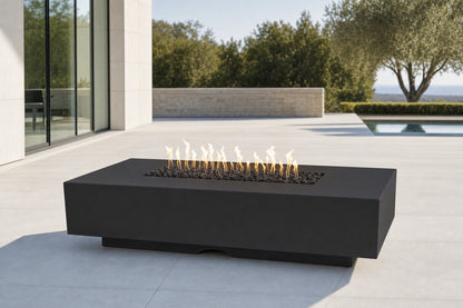Cabo Linear Fire Pit - Powder Coat - 56" - Gloss Black Lifestyle