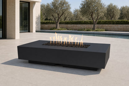 Cabo Linear Fire Pit - Powder Coat - 56" - Matte Black Lifestyle