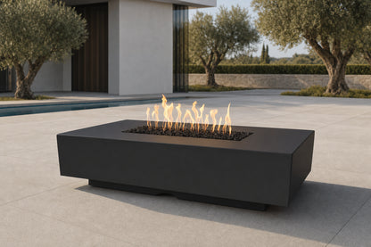 Cabo Linear Fire Pit - Powder Coat - 66" - Gloss Black Lifestyle
