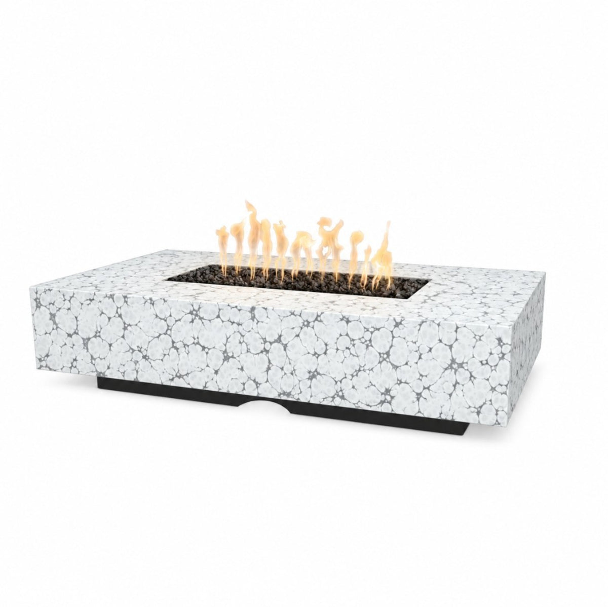 Cabo Linear Fire Pit - Powder Coat in White Vein finish – digital rendering, The Outdoor Plus