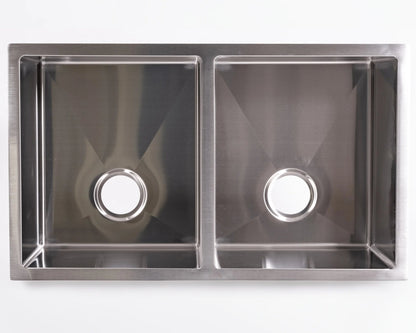 Cameo Diamond CDS-D3255 32" 50/50 double bowl undermount stainless steel sink, top view