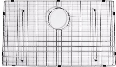 Cameo Diamond single bowl stainless steel sink grid with drain cut-out, top view