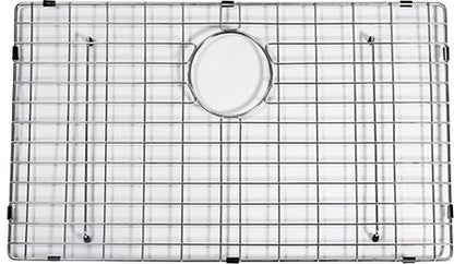 Cameo Diamond single bowl stainless steel sink grid with drain cut-out, top view