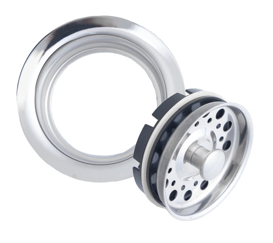 Cameo CDF-200PC extended disposal flange, polished chrome, with removable basket