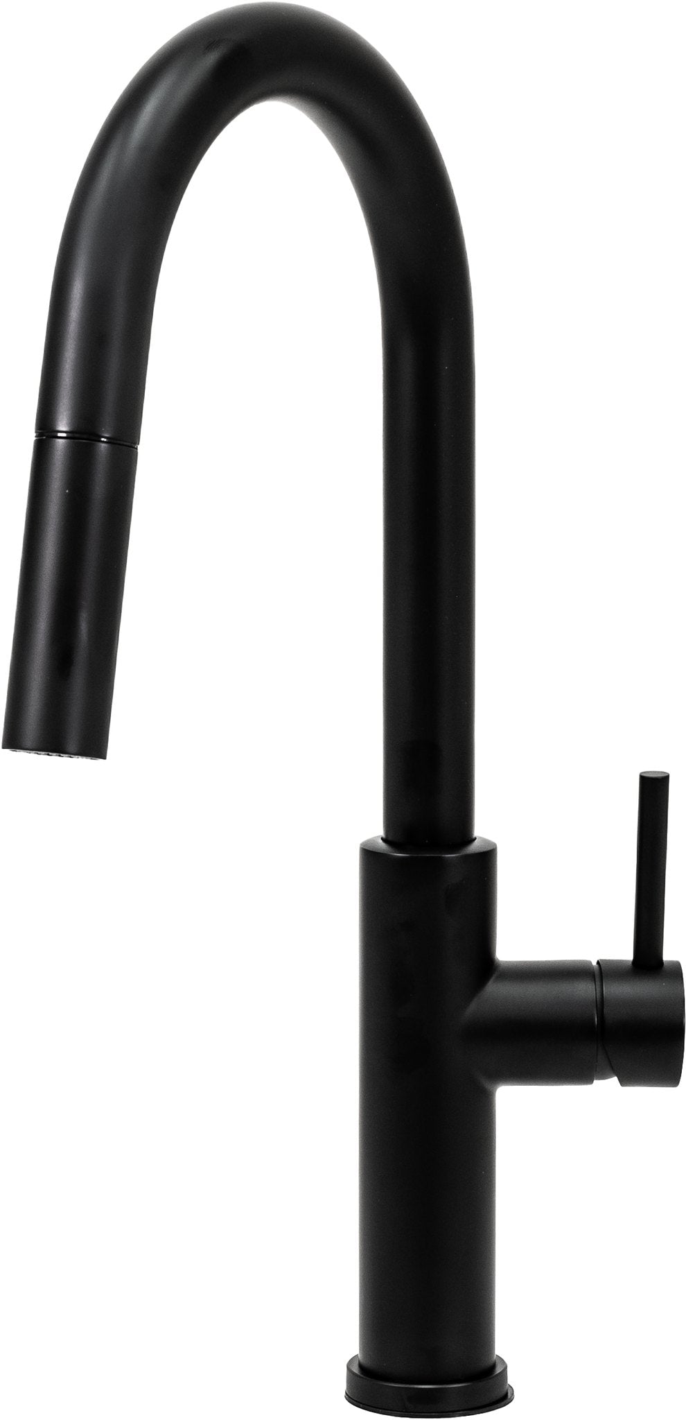 Cameo CKF-200MB pull-down kitchen faucet, matte black, side view