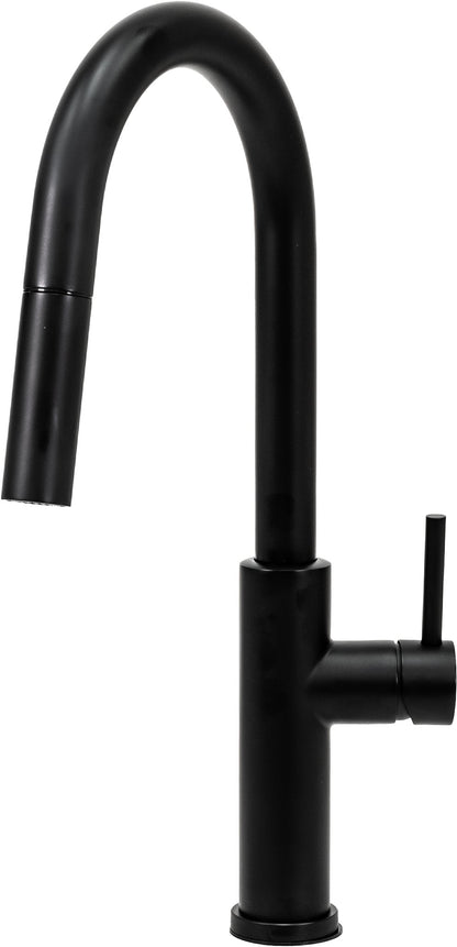 Cameo CKF-200MB pull-down kitchen faucet, matte black, side view